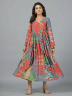 Juniper Women Red Muslin Printed Maxi Dress | Grocsy