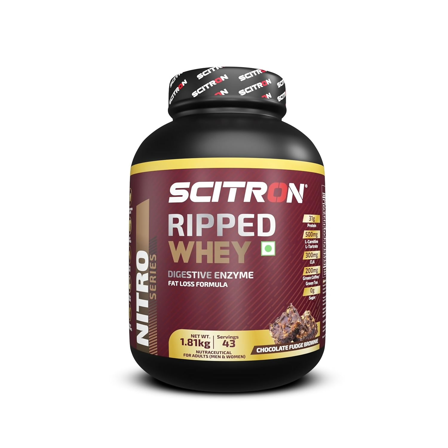 Scitron Ripped Whey Protein Powder Flavor Chocolate Fudge Brownie | Grocsy