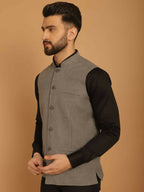 Even Apparels Nehru Jacket With Welt Pockets - Grey | Grocsy