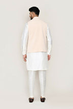 Joban Fashion White Colored Art Silk Fabric Kurta, Jacket With Straight Fit Pant | Grocsy