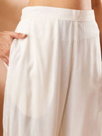 Janasya Off White Straight Rayon Kurta,Bottom & Dupatta | Grocsy