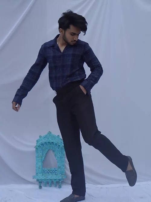 Diva Globe Ckeckard Blue Cotton Shirt | Grocsy