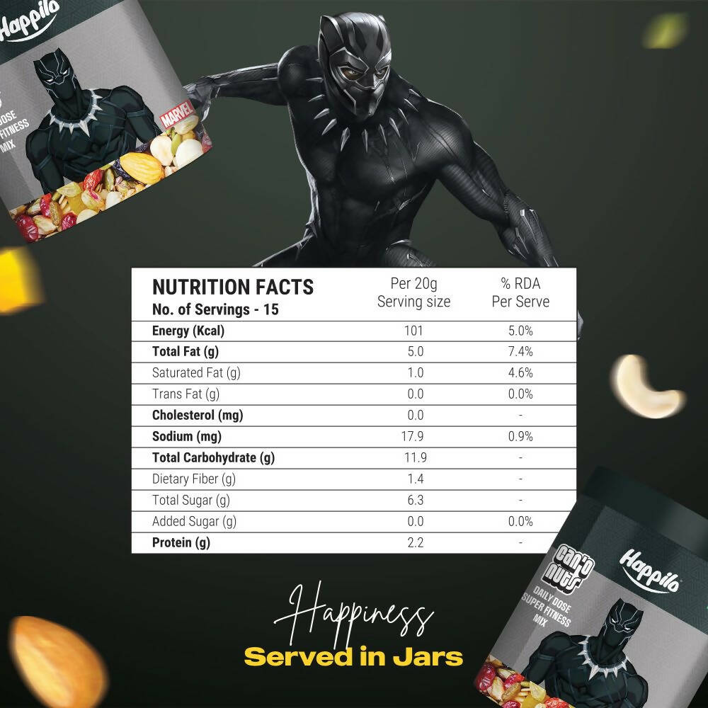Happilo Daily Dose Super Fitness Mix-Marvel Black Panther Edition | Grocsy