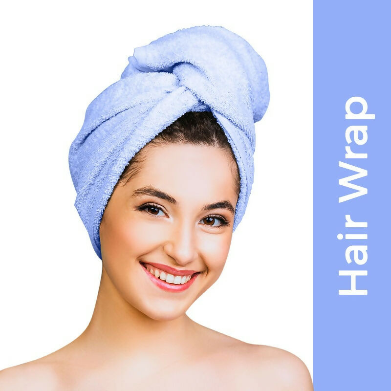 Nykaa Naturals Microfiber Hair Wrap for Frizz Free & Shiny Hair - Blue | Grocsy