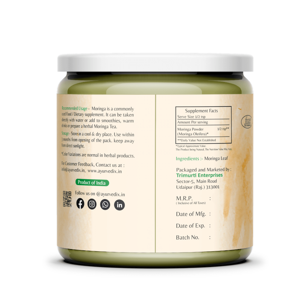 Ayurvedix Organic Moringa Leaf Powder | Grocsy