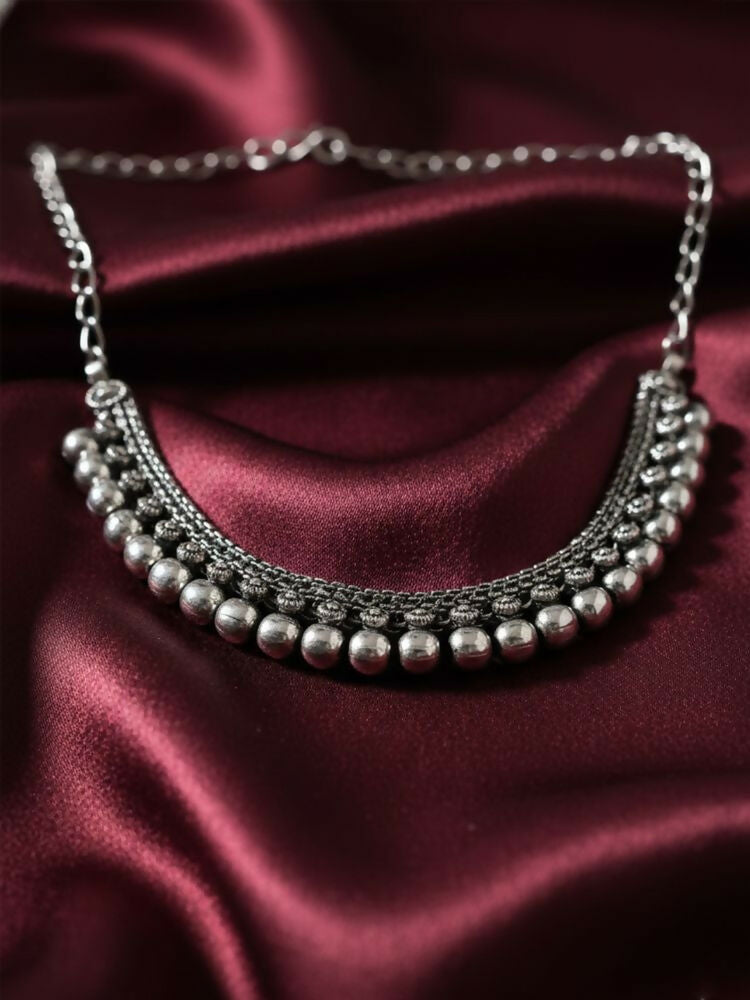 NVR Women Oxidised Silver Plated Necklace | Grocsy