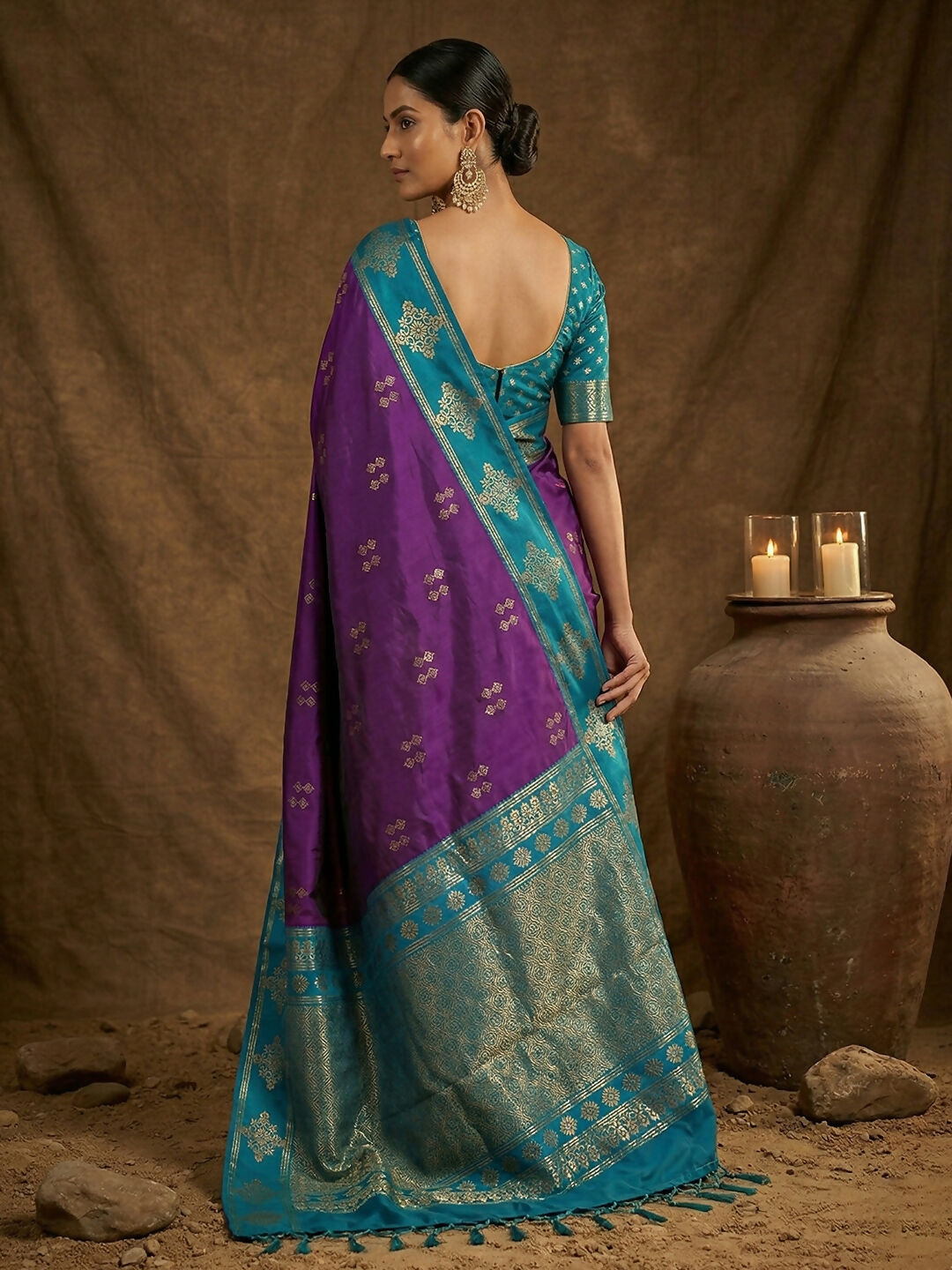 Shree Shyam Fashion Violet Soft Silk Saree | Grocsy