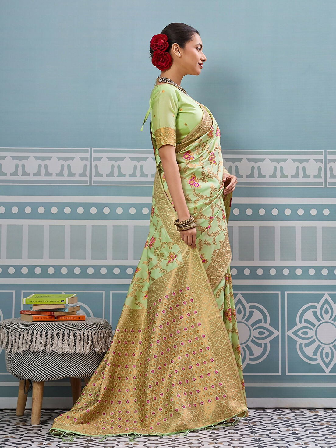 Shree Shyam Fashion Sea Green Silk Saree | Grocsy