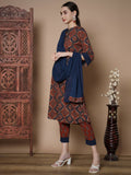 Myshka Women's Multi A-Line Kurta & Trousers With Dupatta | Grocsy