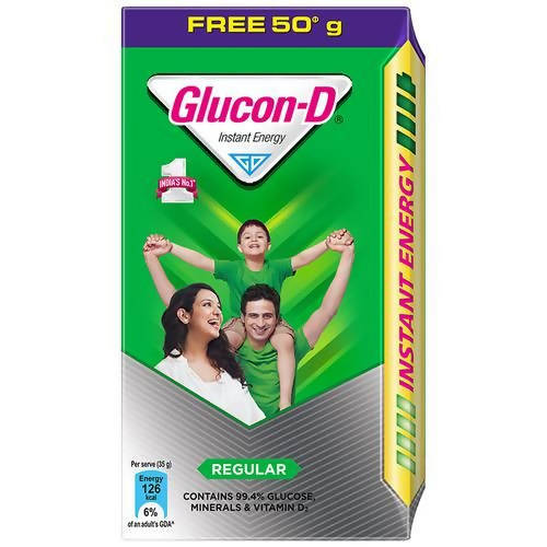 Glucon-D Instant Energy Health Drink - Regular Plain Glucose Powder | Instant Energy & Immunity Recharge With Vitamin C & Calcium | Grocsy
