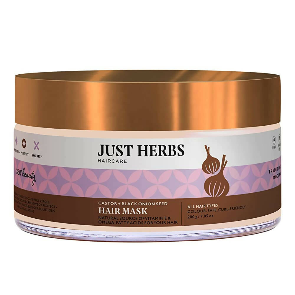 Just Herbs Anti Hairfall Natural Hair Mask With Castor & Black Onion Seed | Grocsy
