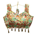 Vamika Pista Green Banglori Silk Digital Print And Embroidery Blouse | Grocsy