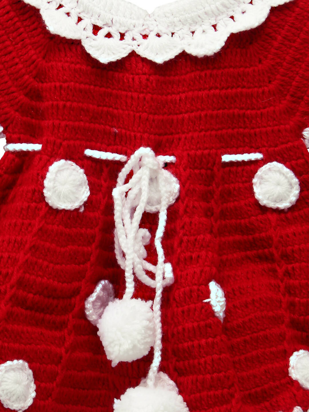 ChutPut Hand knitted Crochet Santa Dress For Baby Girls - Red | Grocsy