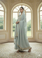 Teeya Creation Mint Green Color Chinnon Silk Embroidery Work Wedding Wear Salwar Suit | Grocsy