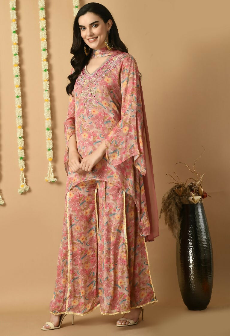Joban Fashion Rose Gold Chinnon Kurta Set | Grocsy