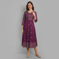 Alvano Beautiful Printed Anarkali Kurta for Women and Girls Casual wear, Partywear, Wedding (Wine) | Grocsy