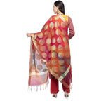 A R Silk Women's Vanarsi Silk Zari Embroidery With Rainbow Colour Multi Rainbow Fancy Dupatta | Grocsy