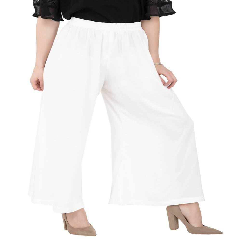 Lagi Women's White Solid Palazzo (PLZ04F) | Grocsy