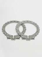 NVR Women's Set of 2 Silver-Toned German Silve Oxidised Elephant Design Handcrafted Bangles