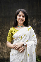 Mehndi Poly Georgette Tie And Dye Saree with Unstitched Blouse - A2M | Grocsy