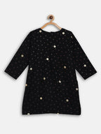 Ahalyaa Black Crepe Kids Kurta Pants With Dupatta For Girls | Grocsy