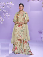 Aarshi Fashions Pale Yellow Floral Print Full Stitched Palazzo Suits | Grocsy