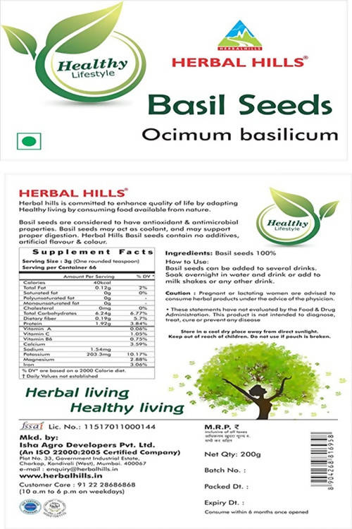 Herbal Hills Basil seeds Ocimum basilicum | Grocsy