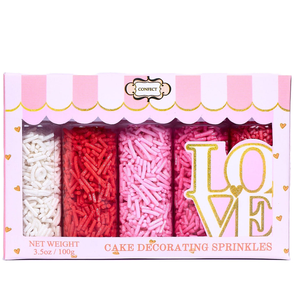 Confect Valentine Sprinkles | 04 Edible Decoration for Baking & Dessert | Grocsy