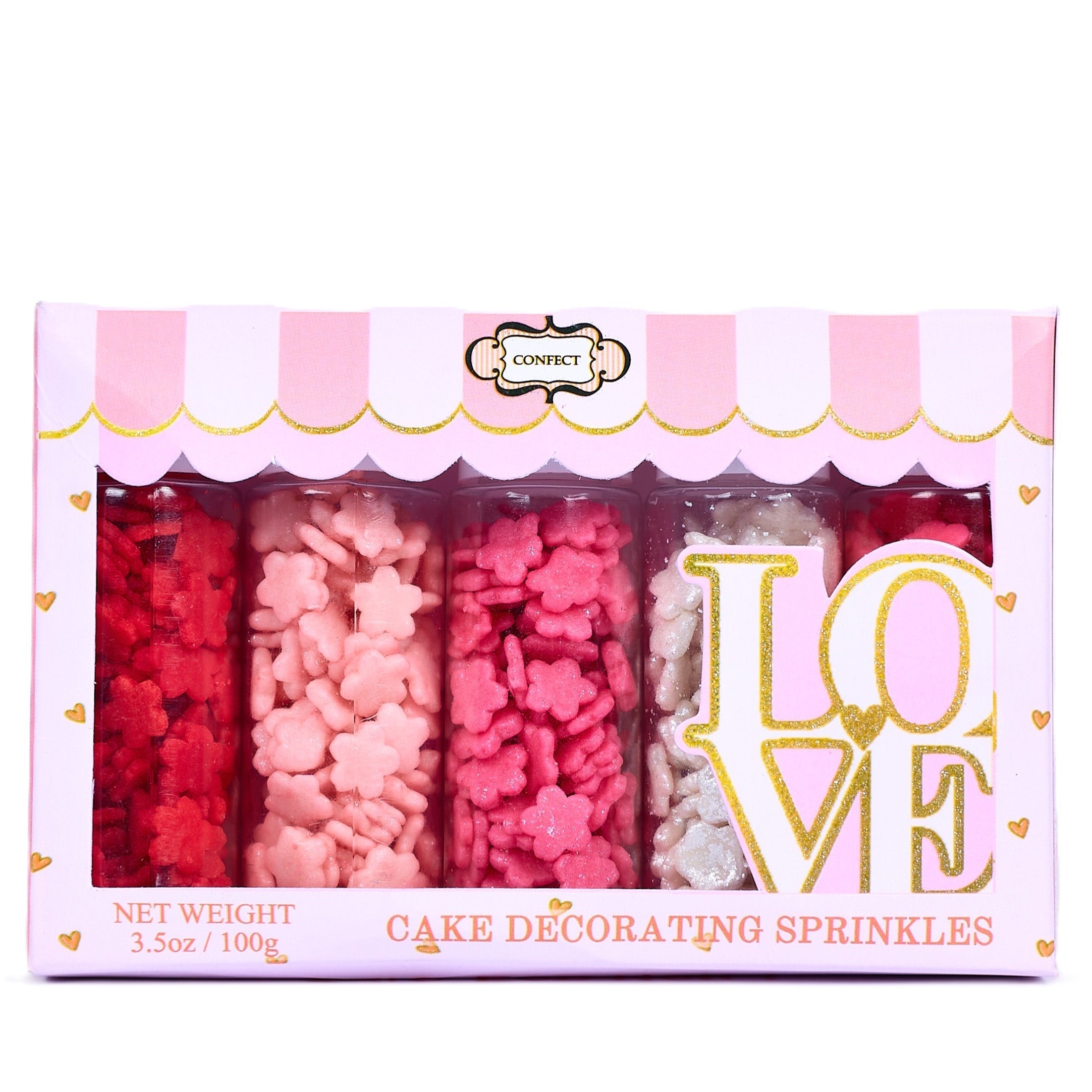 Confect Valentine Sprinkles | 06 Edible Decoration for Baking & Dessert | Grocsy