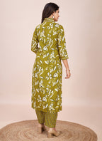 Prazu Fashion Mahendi Printed Cotton Blend Kurta Pant Set | Grocsy