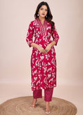 Prazu Fashion Pink Printed Cotton Blend Kurta Pant Set | Grocsy