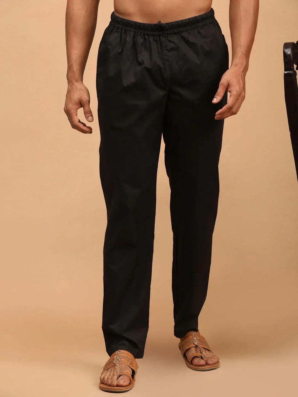 Fabmade Men's Z-Black Cotton Linen Pyjama | Grocsy