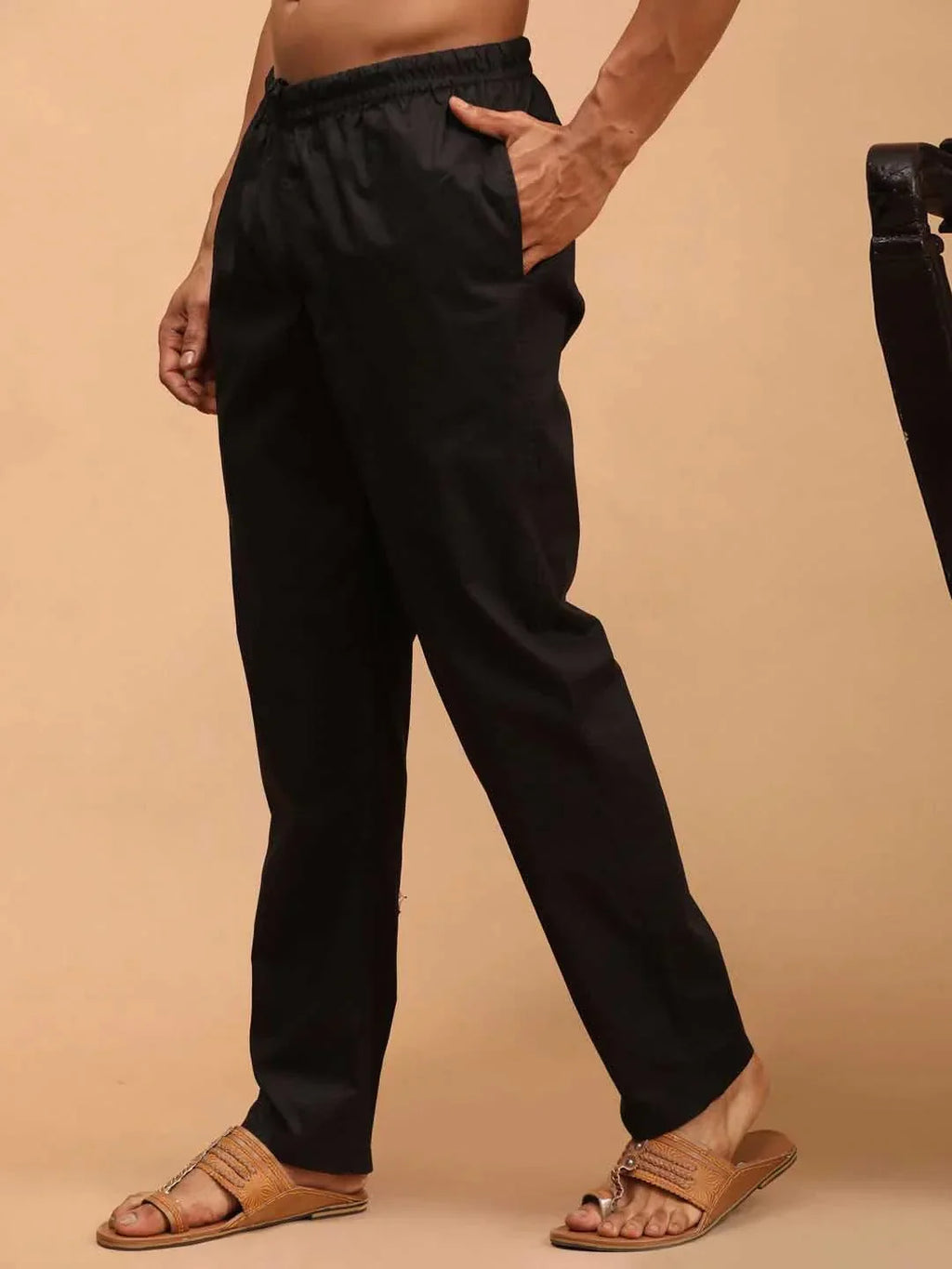 Fabmade Men's Z-Black Cotton Linen Pyjama | Grocsy