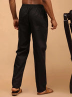 Fabmade Men's Z-Black Cotton Linen Pyjama | Grocsy