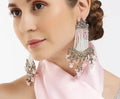 Jewel City Victorian Pearl Tassel Earrings - Vintage-Inspired Silver Chandelier Earrings for Wedding & Festive Wear | Grocsy