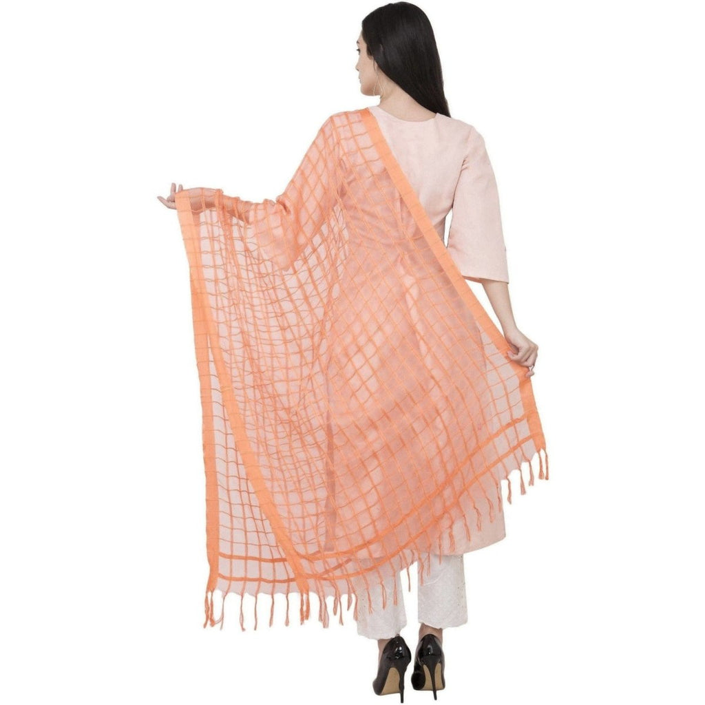 A R Silk Cotton Square Regular Dupatta Color Peach Dupatta or Chunni | Grocsy
