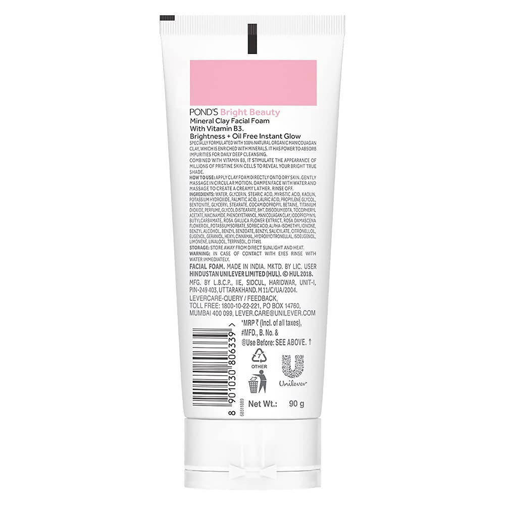 Ponds Bright Beauty Mineral Clay Facial Foam | Grocsy
