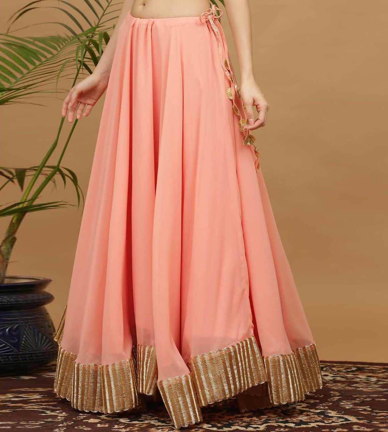 Joban Fashion Peach Georgette Lehenga Set | Grocsy