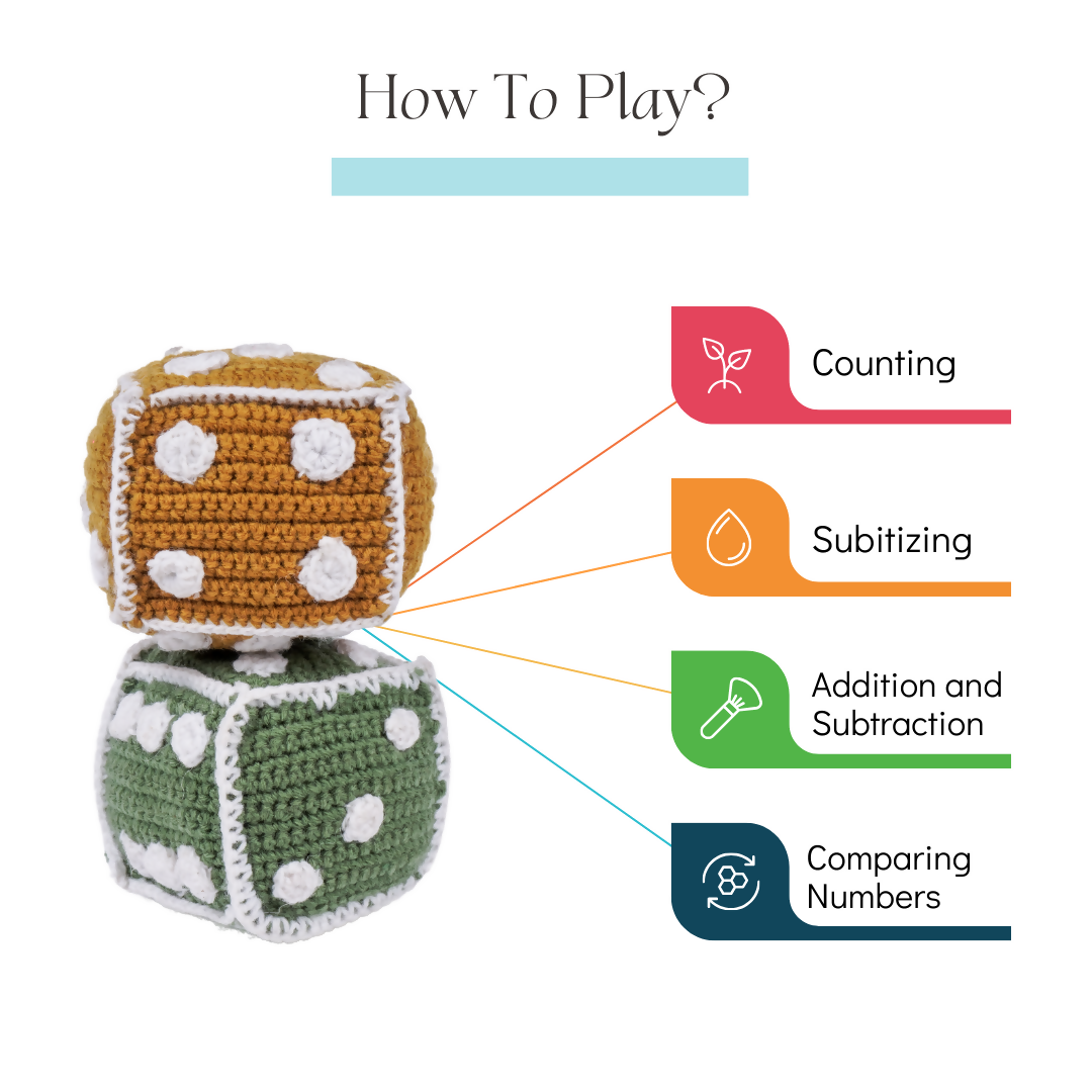 Nesta Toys Handmade Crochet Dice (7cm), Math Learning Toy, Educational Toy for Babies & Kids | Grocsy