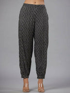 Juniper Women Black Rayon Slub Printed with Embroidered Kurta and Pants Set | Grocsy