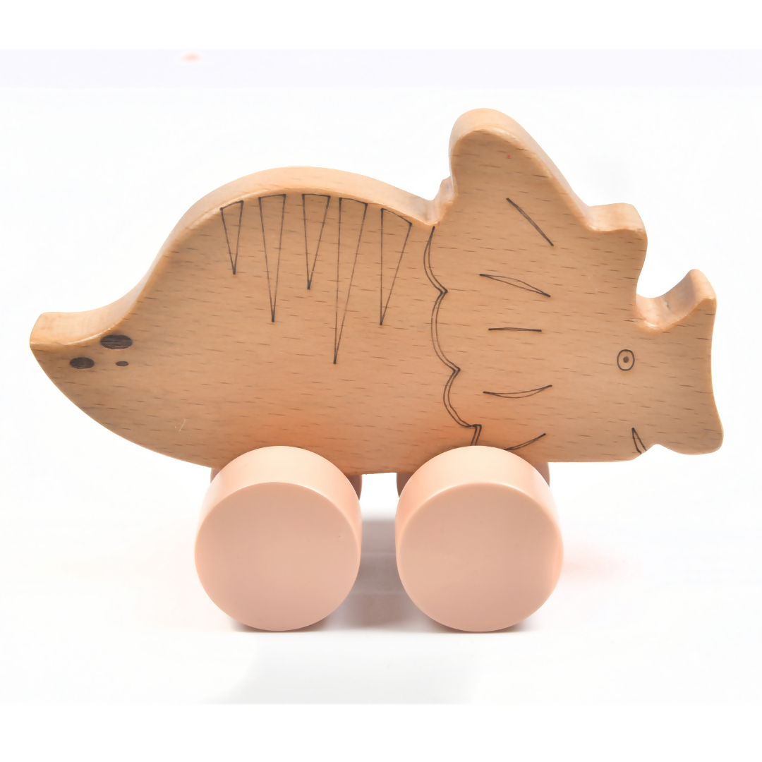 Nesta Toys Wooden Dinosaur Pull Along Toy for Toddlers & Infant 6+ Months, Wooden Toy for Babies | Grocsy