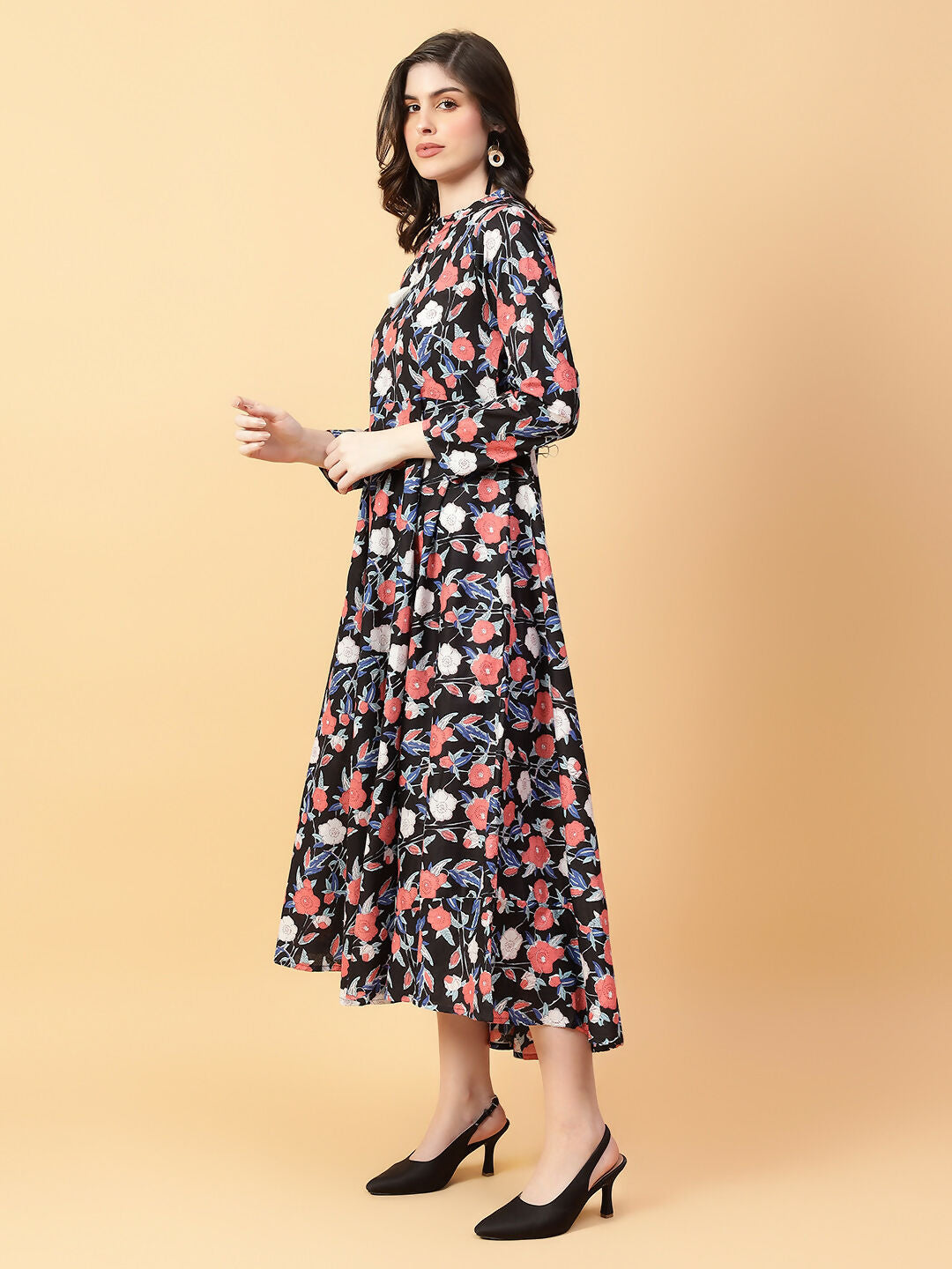 Joban Fashion Black Cotton Printed & Hand Work Dress | Grocsy
