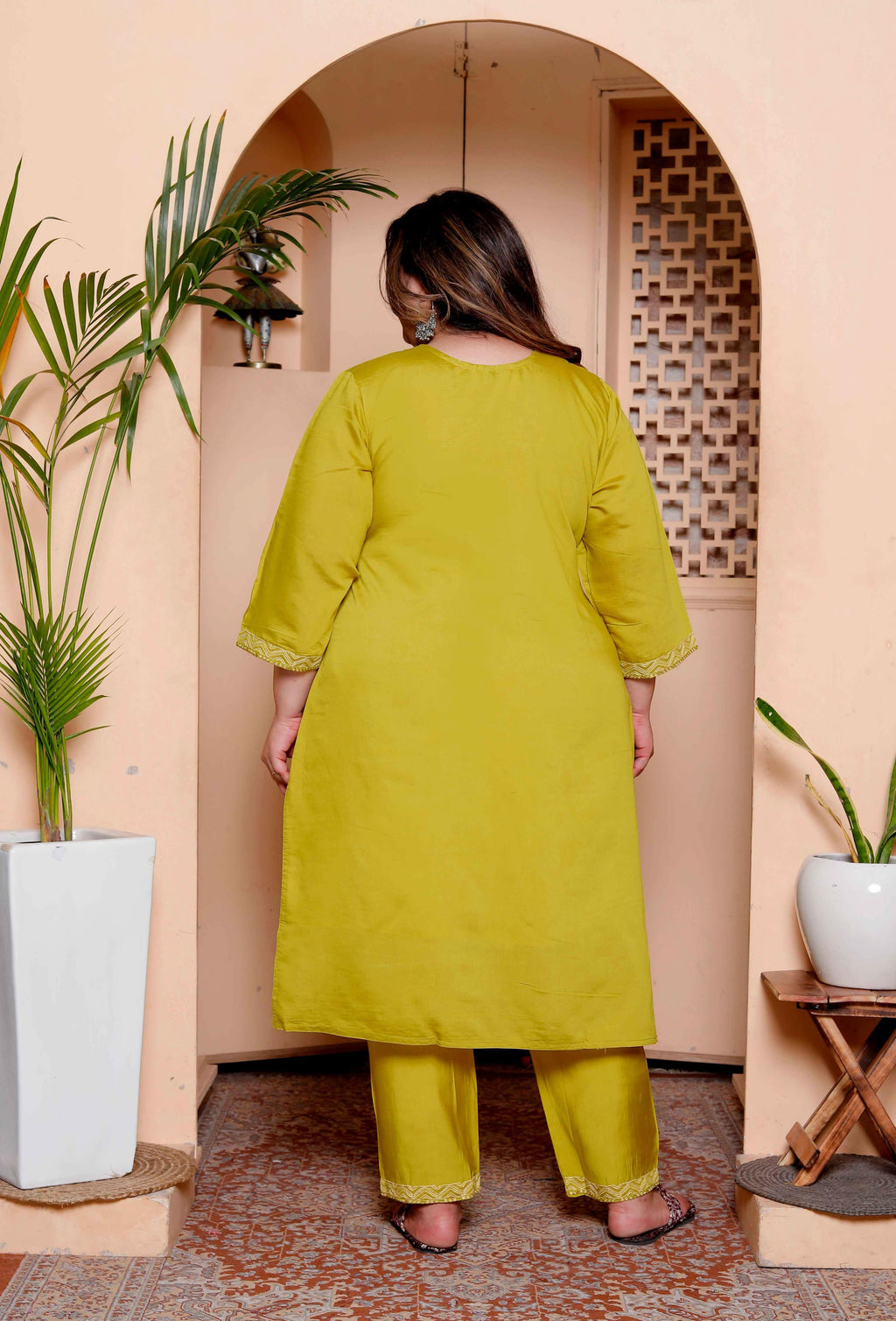 Miravan Womens Plus Size Muslin Yellow Kurta and Palazzo with Dupatta Set | Grocsy