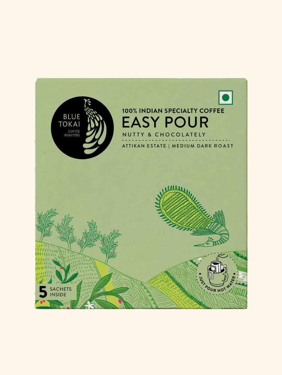 Blue Tokai Attikan Estate Medium-Dark Roast Easy Pour Sachets | Grocsy