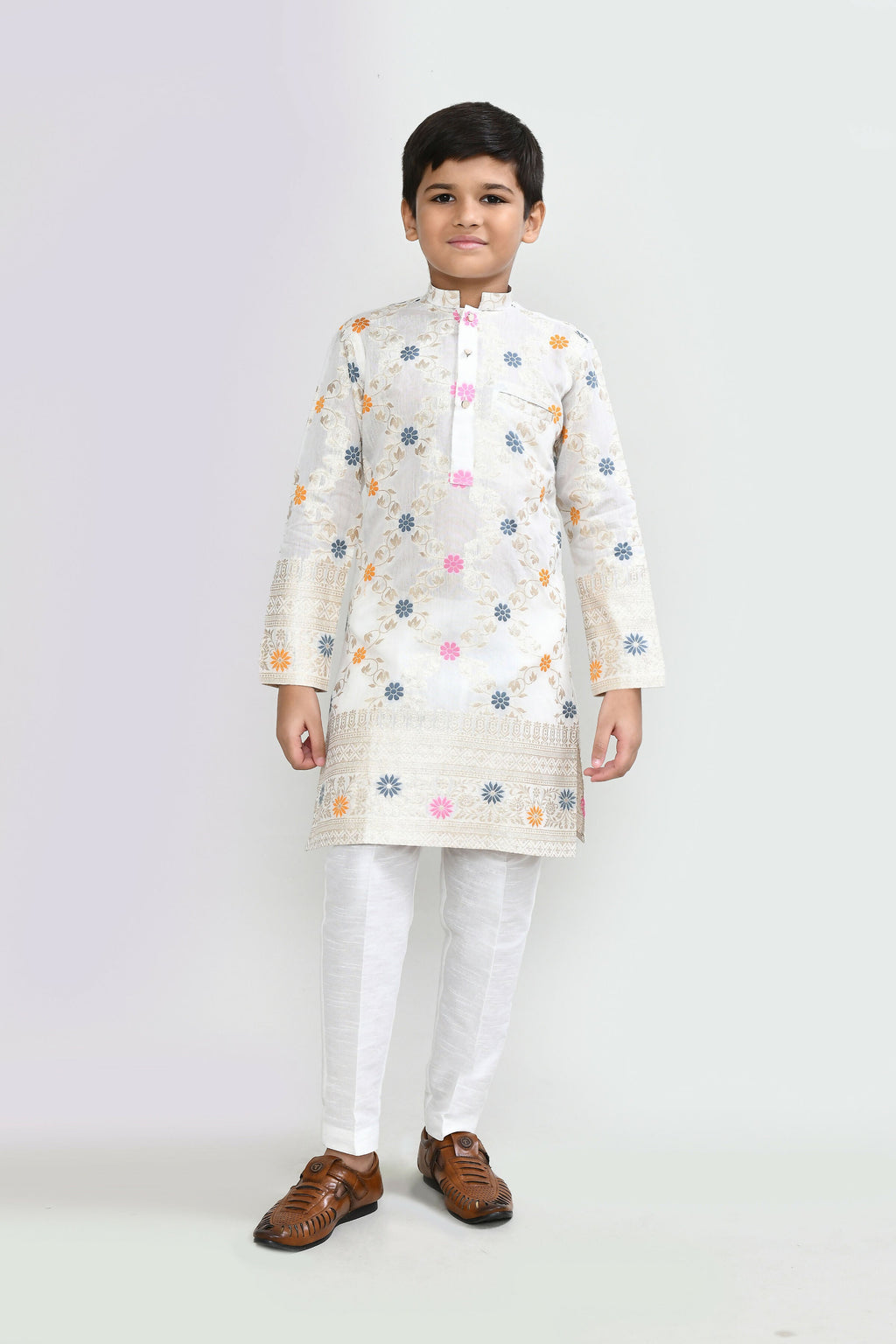 Joban Fashion Silk Off White Kurta With Straight Fit Pant | Grocsy