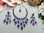 Jewel City Teardrop Bridal Necklace Set with Earrings & Maang Tikka - Ethnic Wedding Jewelry for Brides & Parties | Grocsy
