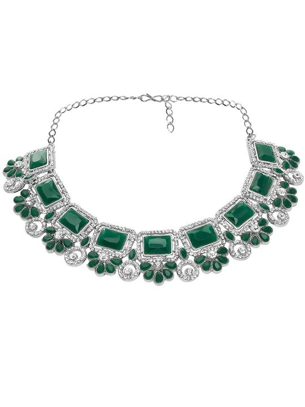 Jewel City Rhodium-Plated Stones Studded Jewellery Set | Grocsy