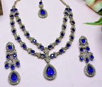 Jewel City Teardrop Bridal Necklace Set with Earrings & Maang Tikka - Ethnic Wedding Jewelry for Brides & Parties | Grocsy