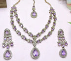 Jewel City Teardrop Bridal Necklace Set with Earrings & Maang Tikka - Ethnic Wedding Jewelry for Brides & Parties | Grocsy
