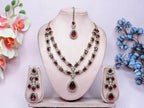 Jewel City Teardrop Bridal Necklace Set with Earrings & Maang Tikka - Ethnic Wedding Jewelry for Brides & Parties | Grocsy